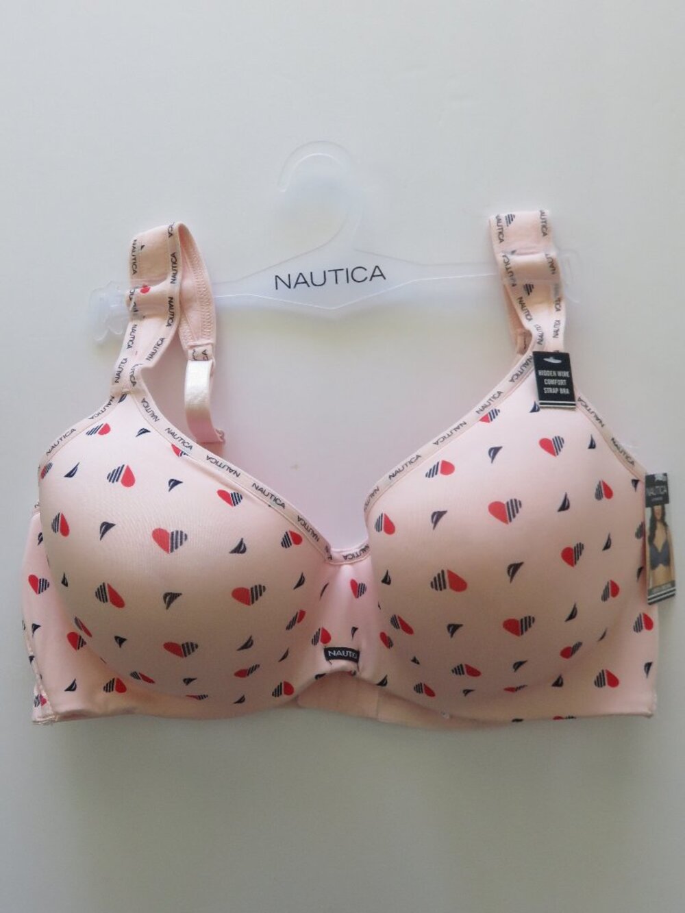 (#100) Nautica Bra T-Shirt Bra Underwire Molded Padded Logo Size 40DD